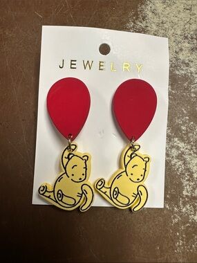 Red Balloon & Yellow Bear Kids Dangle Earrings